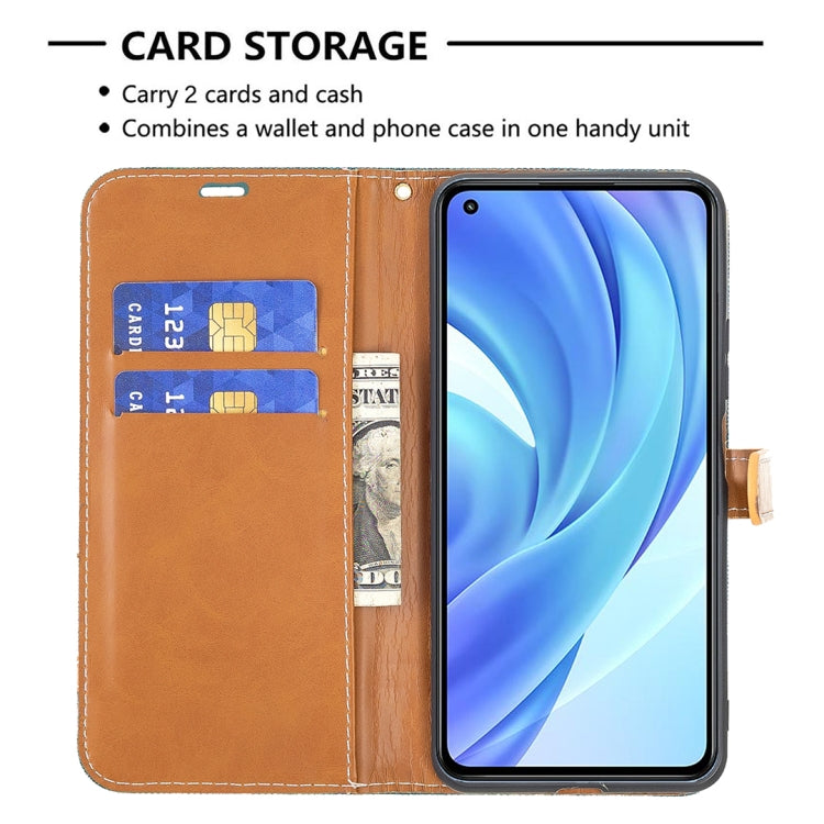 For Xiaomi Mi 11 Lite Color Matching Denim Texture Horizontal Flip Leather Case with Holder & Card Slots & Wallet & Lanyard