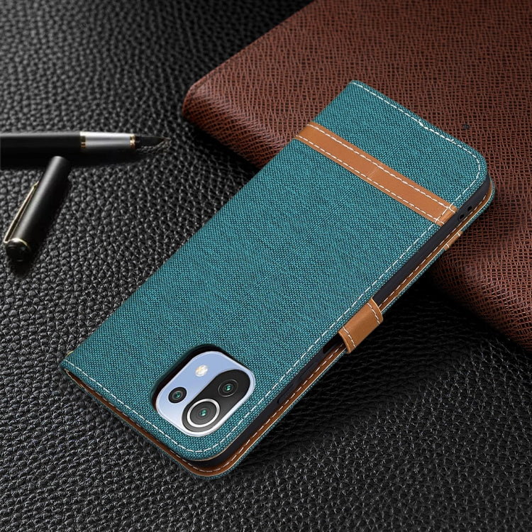 For Xiaomi Mi 11 Lite Color Matching Denim Texture Horizontal Flip Leather Case with Holder & Card Slots & Wallet & Lanyard