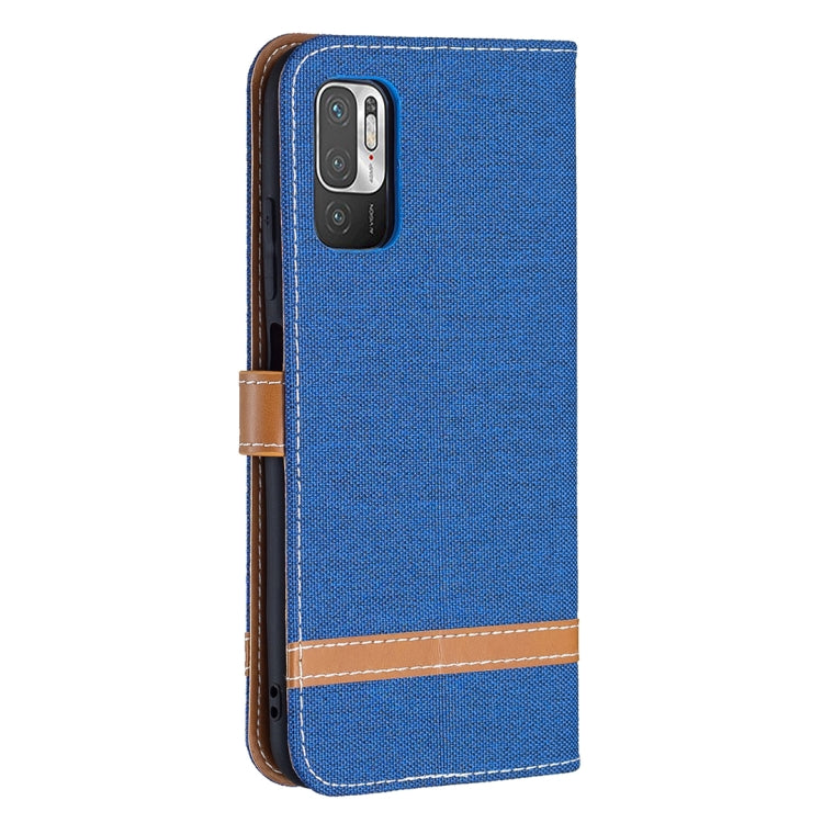 For Xiaomi Poco M3 Pro / Redmi Note 10 5G Color Matching Denim Texture Horizontal Flip Leather Case with Holder & Card Slots & Wallet & Lanyard
