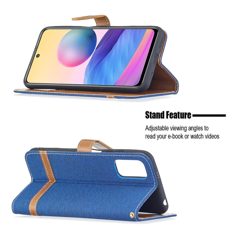 For Xiaomi Poco M3 Pro / Redmi Note 10 5G Color Matching Denim Texture Horizontal Flip Leather Case with Holder & Card Slots & Wallet & Lanyard