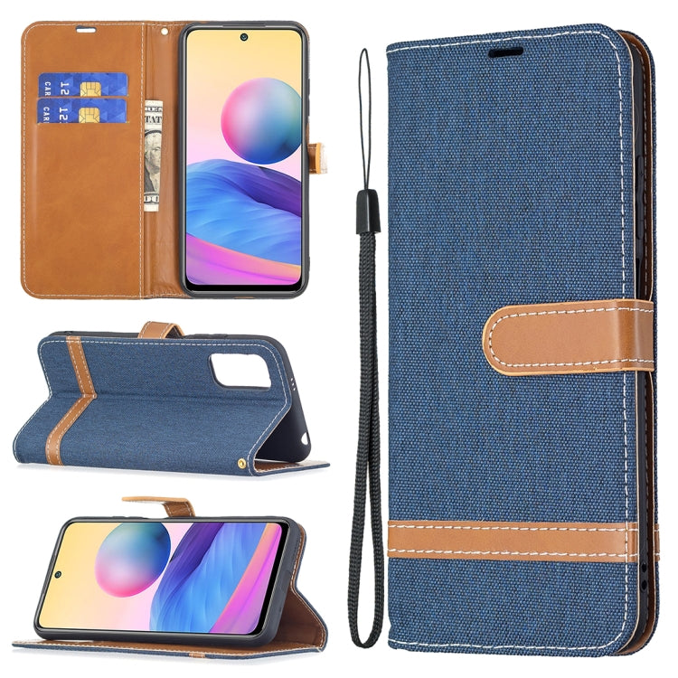 For Xiaomi Poco M3 Pro / Redmi Note 10 5G Color Matching Denim Texture Horizontal Flip Leather Case with Holder & Card Slots & Wallet & Lanyard