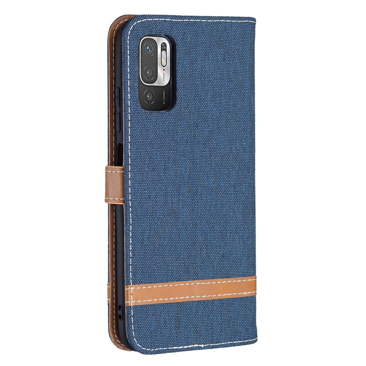 For Xiaomi Poco M3 Pro / Redmi Note 10 5G Color Matching Denim Texture Horizontal Flip Leather Case with Holder & Card Slots & Wallet & Lanyard