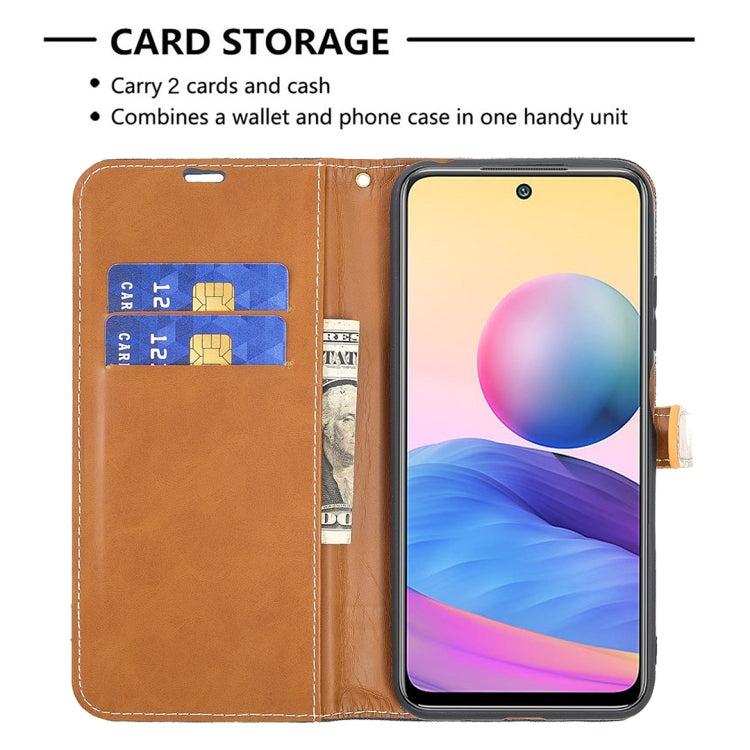 For Xiaomi Poco M3 Pro / Redmi Note 10 5G Color Matching Denim Texture Horizontal Flip Leather Case with Holder & Card Slots & Wallet & Lanyard