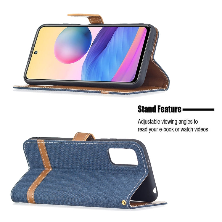 For Xiaomi Poco M3 Pro / Redmi Note 10 5G Color Matching Denim Texture Horizontal Flip Leather Case with Holder & Card Slots & Wallet & Lanyard