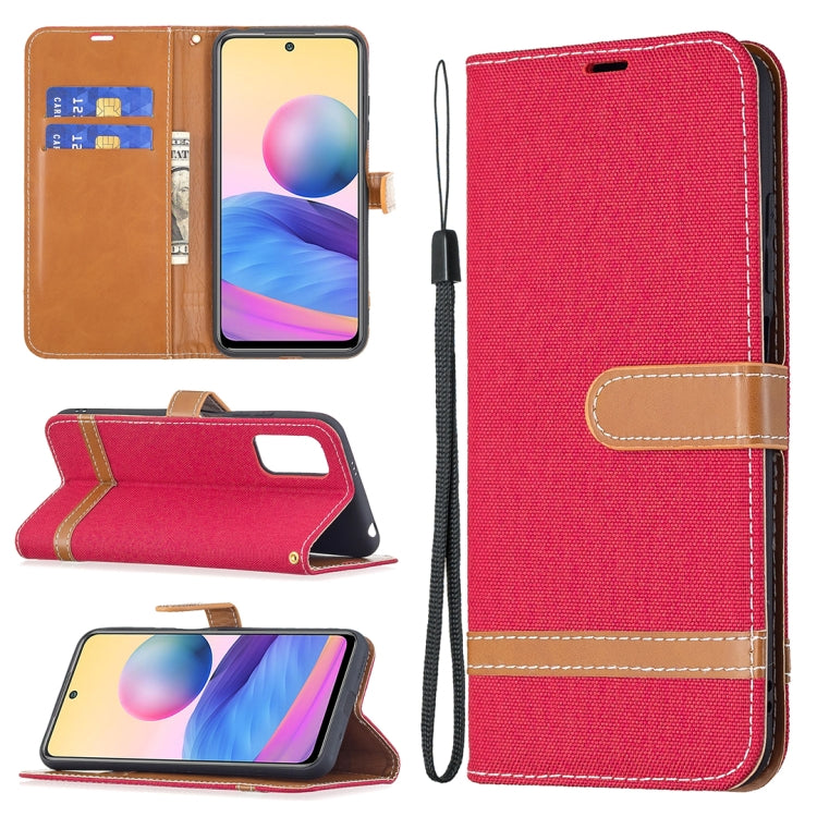 For Xiaomi Poco M3 Pro / Redmi Note 10 5G Color Matching Denim Texture Horizontal Flip Leather Case with Holder & Card Slots & Wallet & Lanyard