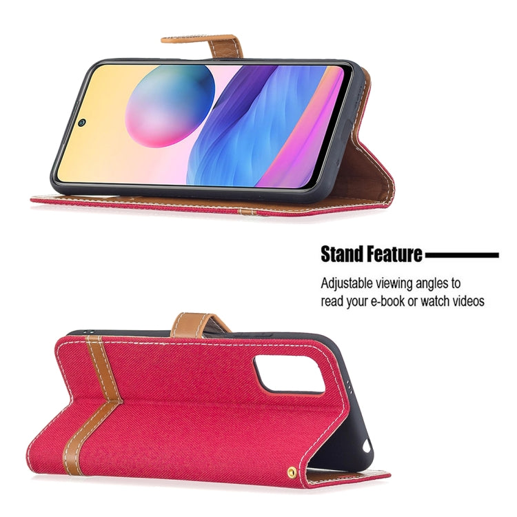 For Xiaomi Poco M3 Pro / Redmi Note 10 5G Color Matching Denim Texture Horizontal Flip Leather Case with Holder & Card Slots & Wallet & Lanyard