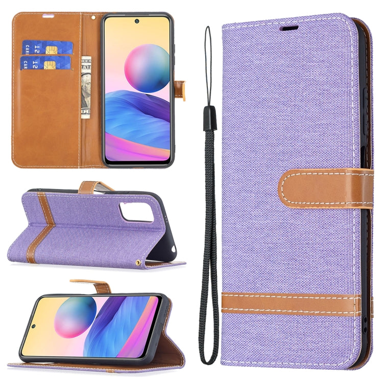 For Xiaomi Poco M3 Pro / Redmi Note 10 5G Color Matching Denim Texture Horizontal Flip Leather Case with Holder & Card Slots & Wallet & Lanyard