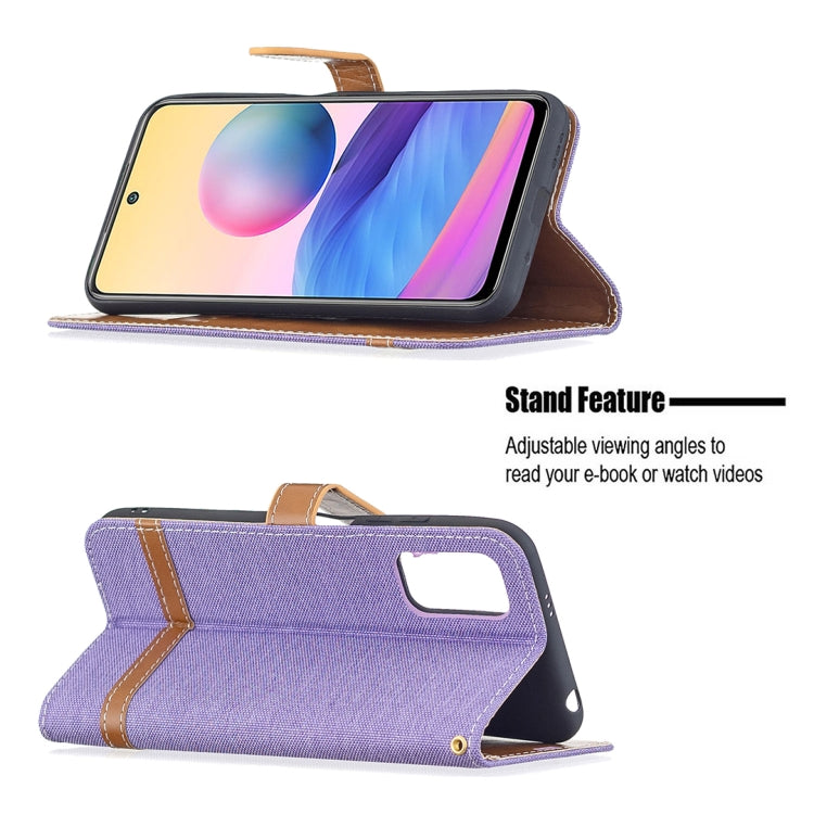 For Xiaomi Poco M3 Pro / Redmi Note 10 5G Color Matching Denim Texture Horizontal Flip Leather Case with Holder & Card Slots & Wallet & Lanyard