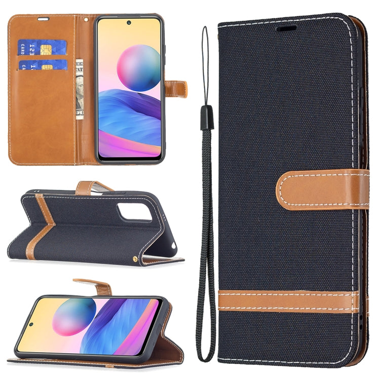 For Xiaomi Poco M3 Pro / Redmi Note 10 5G Color Matching Denim Texture Horizontal Flip Leather Case with Holder & Card Slots & Wallet & Lanyard