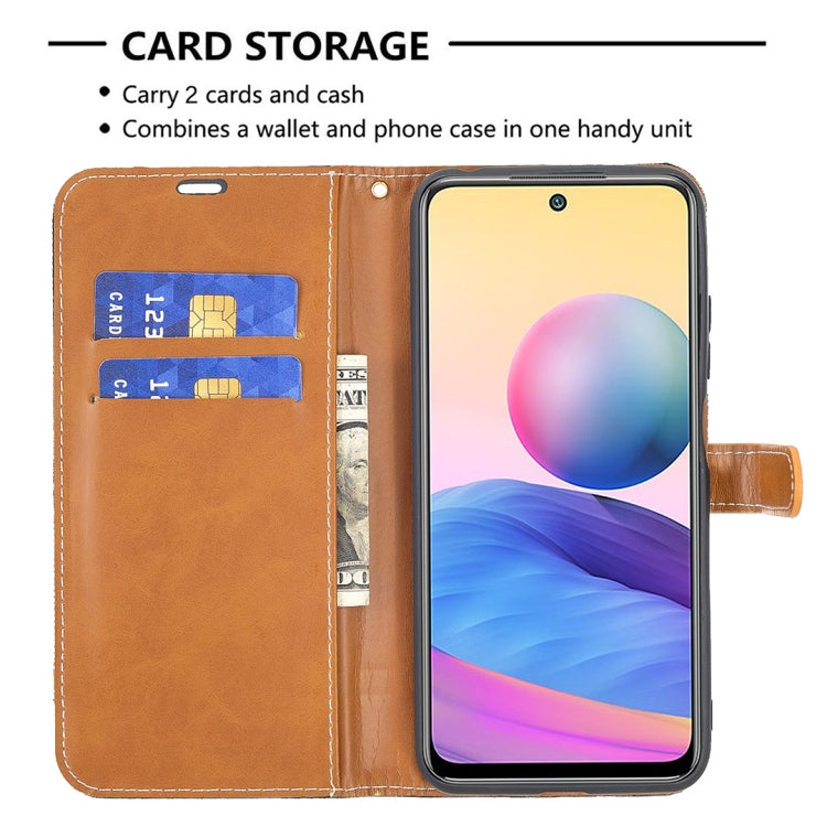 For Xiaomi Poco M3 Pro / Redmi Note 10 5G Color Matching Denim Texture Horizontal Flip Leather Case with Holder & Card Slots & Wallet & Lanyard