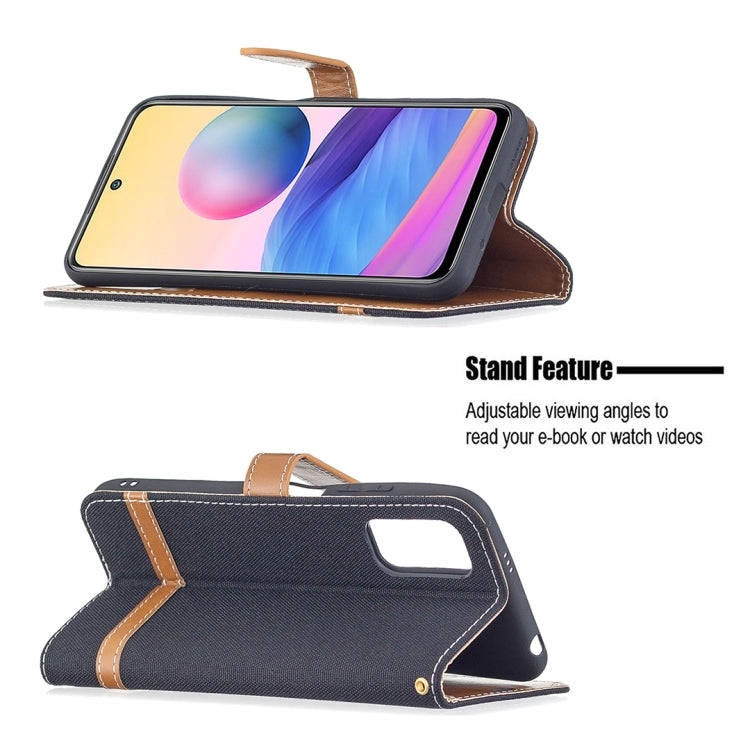 For Xiaomi Poco M3 Pro / Redmi Note 10 5G Color Matching Denim Texture Horizontal Flip Leather Case with Holder & Card Slots & Wallet & Lanyard
