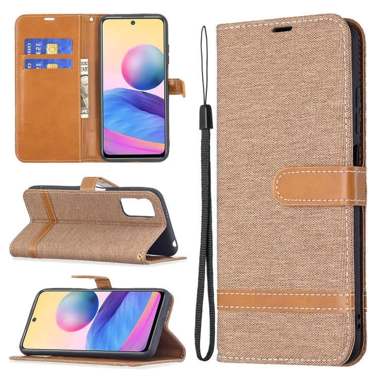 For Xiaomi Poco M3 Pro / Redmi Note 10 5G Color Matching Denim Texture Horizontal Flip Leather Case with Holder & Card Slots & Wallet & Lanyard