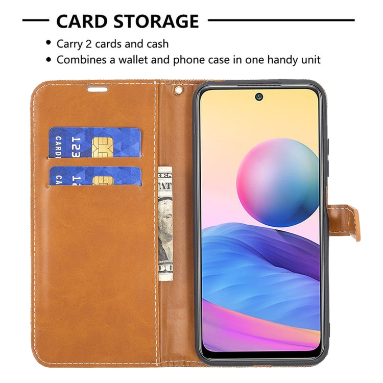 For Xiaomi Poco M3 Pro / Redmi Note 10 5G Color Matching Denim Texture Horizontal Flip Leather Case with Holder & Card Slots & Wallet & Lanyard