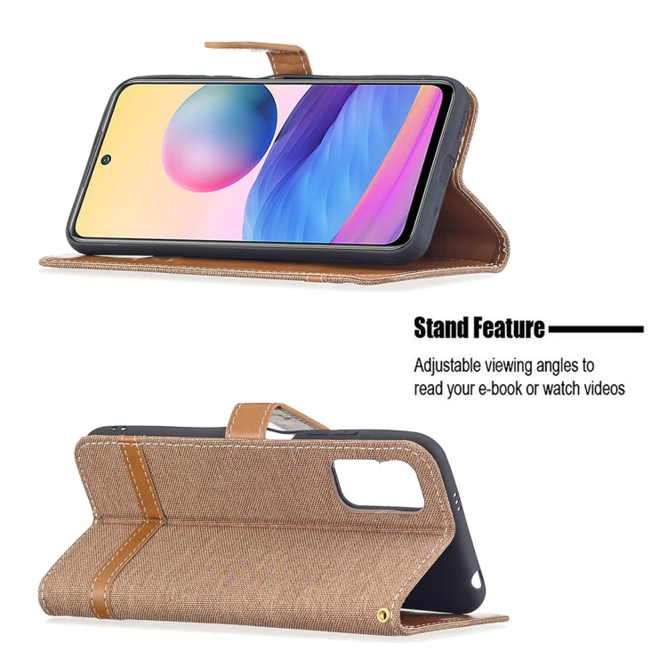 For Xiaomi Poco M3 Pro / Redmi Note 10 5G Color Matching Denim Texture Horizontal Flip Leather Case with Holder & Card Slots & Wallet & Lanyard