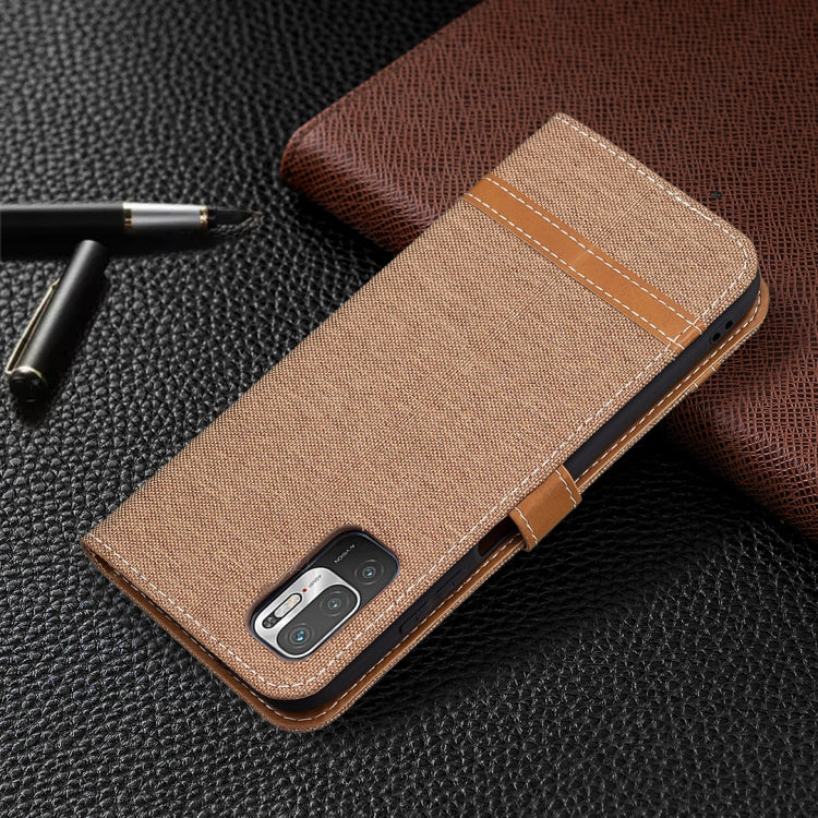 For Xiaomi Poco M3 Pro / Redmi Note 10 5G Color Matching Denim Texture Horizontal Flip Leather Case with Holder & Card Slots & Wallet & Lanyard