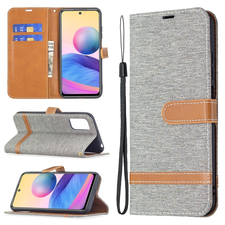 For Xiaomi Poco M3 Pro / Redmi Note 10 5G Color Matching Denim Texture Horizontal Flip Leather Case with Holder & Card Slots & Wallet & Lanyard
