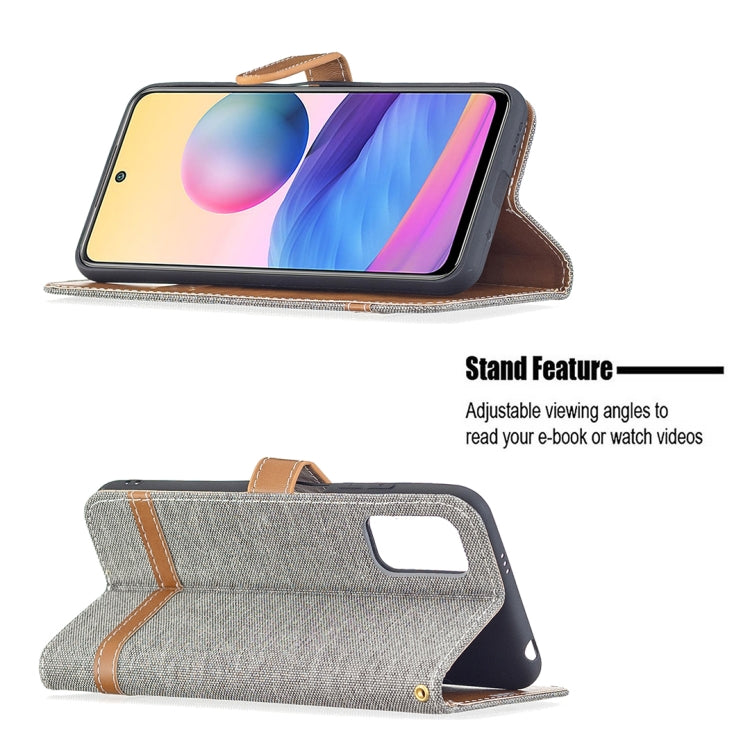 For Xiaomi Poco M3 Pro / Redmi Note 10 5G Color Matching Denim Texture Horizontal Flip Leather Case with Holder & Card Slots & Wallet & Lanyard