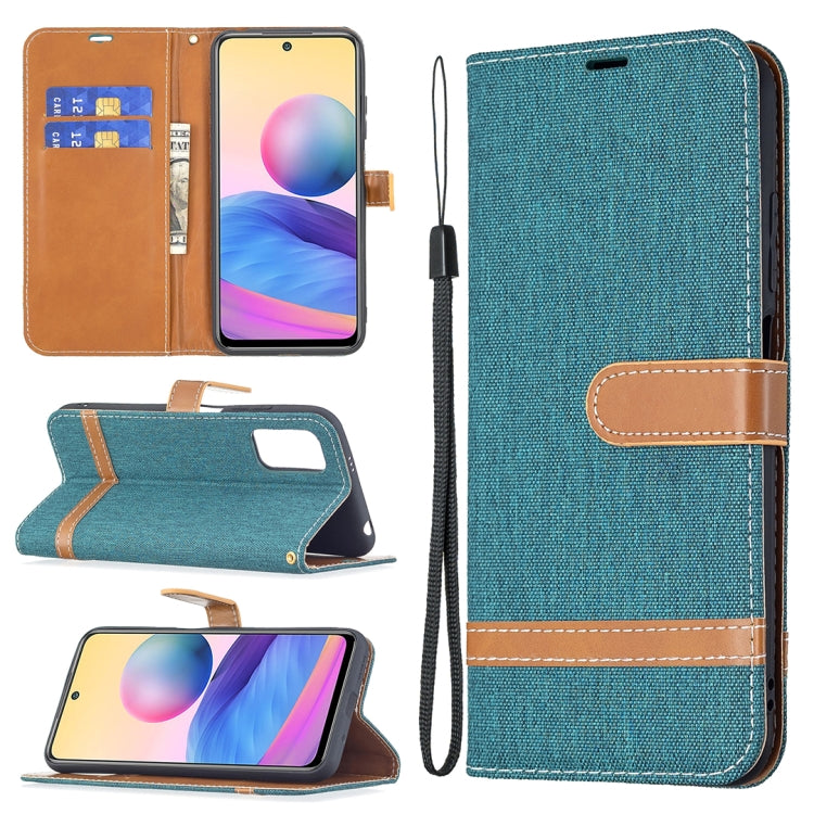 For Xiaomi Poco M3 Pro / Redmi Note 10 5G Color Matching Denim Texture Horizontal Flip Leather Case with Holder & Card Slots & Wallet & Lanyard