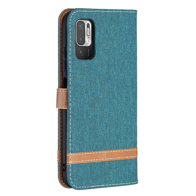 For Xiaomi Poco M3 Pro / Redmi Note 10 5G Color Matching Denim Texture Horizontal Flip Leather Case with Holder & Card Slots & Wallet & Lanyard