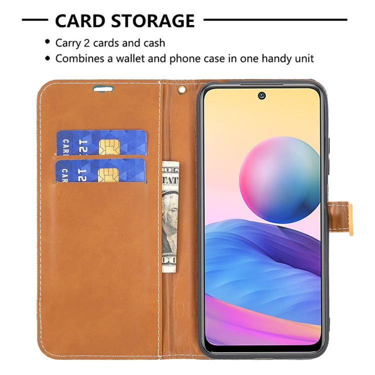 For Xiaomi Poco M3 Pro / Redmi Note 10 5G Color Matching Denim Texture Horizontal Flip Leather Case with Holder & Card Slots & Wallet & Lanyard