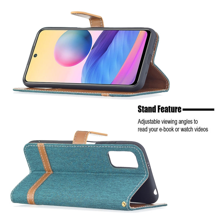 For Xiaomi Poco M3 Pro / Redmi Note 10 5G Color Matching Denim Texture Horizontal Flip Leather Case with Holder & Card Slots & Wallet & Lanyard