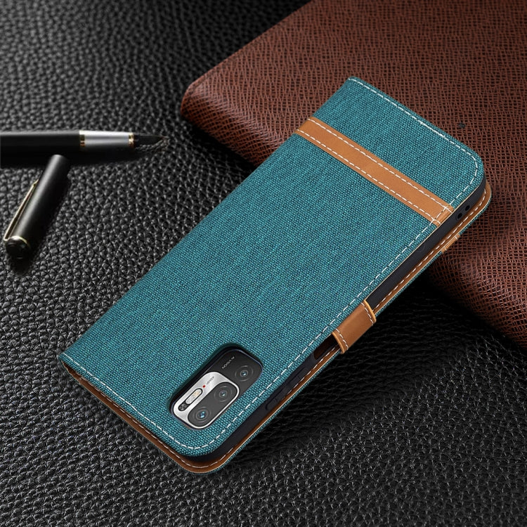 For Xiaomi Poco M3 Pro / Redmi Note 10 5G Color Matching Denim Texture Horizontal Flip Leather Case with Holder & Card Slots & Wallet & Lanyard