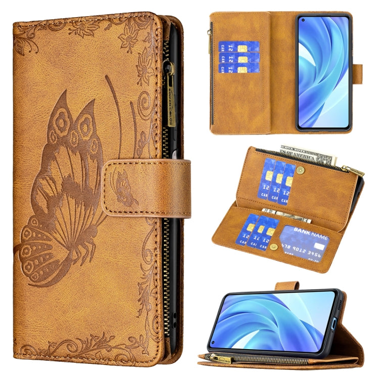For Xiaomi Mi 11 Lite Flying Butterfly Embossing Pattern Zipper Horizontal Flip Leather Case with Holder & Card Slots & Wallet