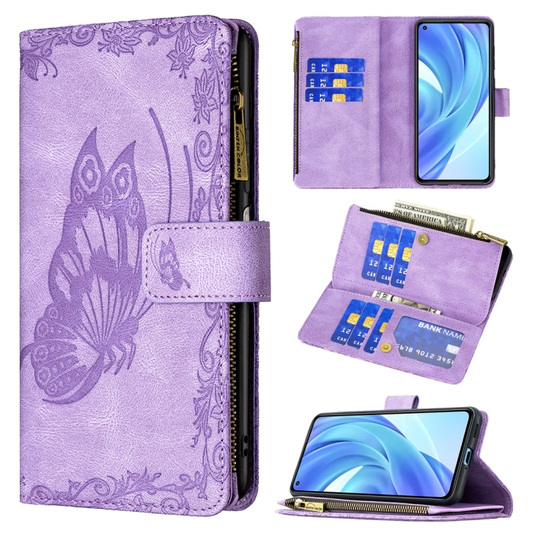 For Xiaomi Mi 11 Lite Flying Butterfly Embossing Pattern Zipper Horizontal Flip Leather Case with Holder & Card Slots & Wallet