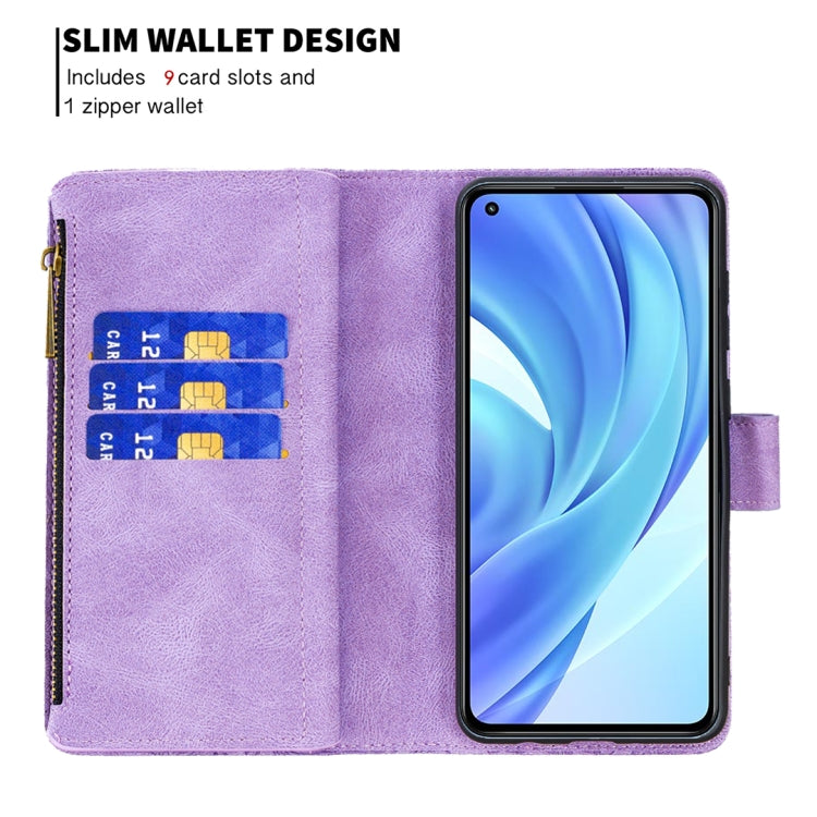For Xiaomi Mi 11 Lite Flying Butterfly Embossing Pattern Zipper Horizontal Flip Leather Case with Holder & Card Slots & Wallet