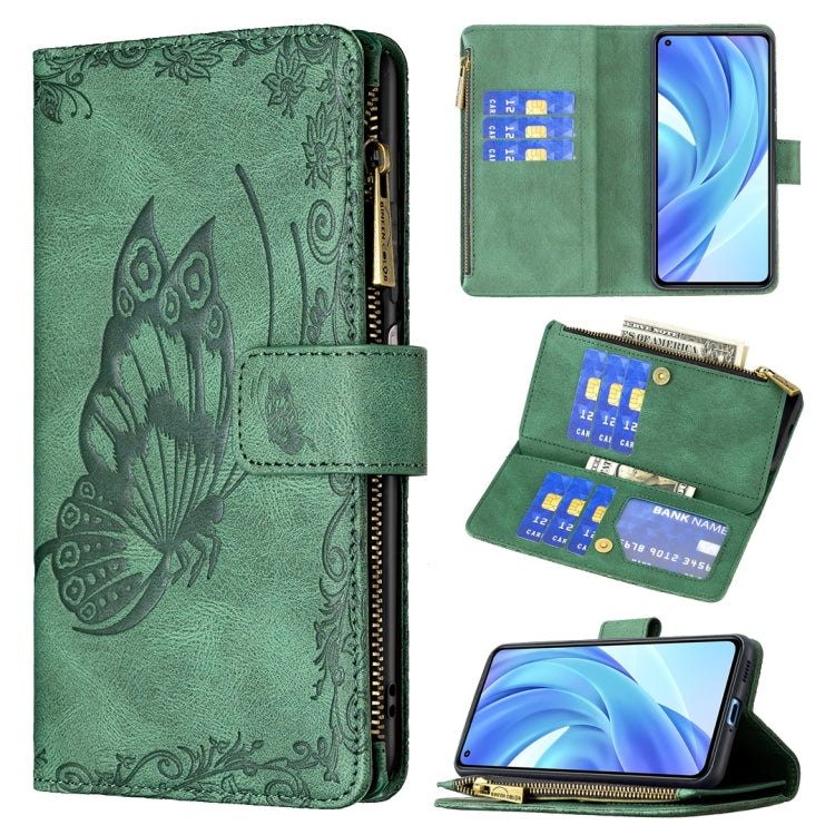 For Xiaomi Mi 11 Lite Flying Butterfly Embossing Pattern Zipper Horizontal Flip Leather Case with Holder & Card Slots & Wallet