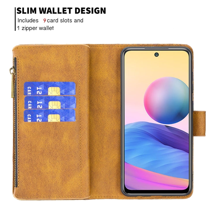 For Xiaomi Poco M3 Pro / Redmi Note 10 5G Flying Butterfly Embossing Pattern Zipper Horizontal Flip Leather Case with Holder & Card Slots & Wallet