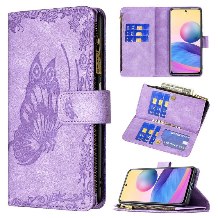 For Xiaomi Poco M3 Pro / Redmi Note 10 5G Flying Butterfly Embossing Pattern Zipper Horizontal Flip Leather Case with Holder & Card Slots & Wallet