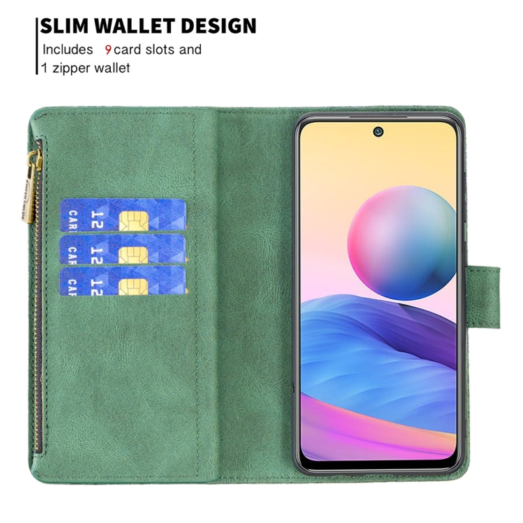 For Xiaomi Poco M3 Pro / Redmi Note 10 5G Flying Butterfly Embossing Pattern Zipper Horizontal Flip Leather Case with Holder & Card Slots & Wallet