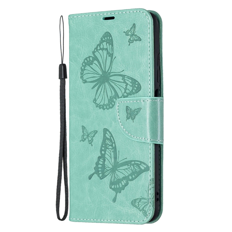 For Xiaomi Poco M3 Pro / Redmi Note 10 5G Embossing Two Butterflies Pattern Horizontal Flip PU Leather Case with Holder & Card Slot & Wallet & Lanyard