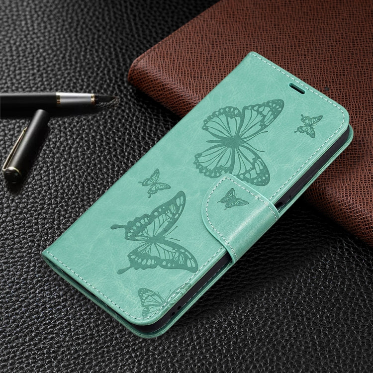 For Xiaomi Poco M3 Pro / Redmi Note 10 5G Embossing Two Butterflies Pattern Horizontal Flip PU Leather Case with Holder & Card Slot & Wallet & Lanyard