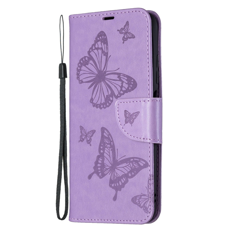 For Xiaomi Poco M3 Pro / Redmi Note 10 5G Embossing Two Butterflies Pattern Horizontal Flip PU Leather Case with Holder & Card Slot & Wallet & Lanyard