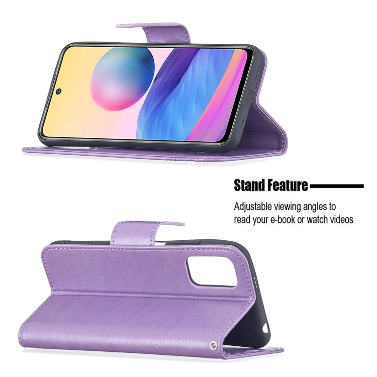 For Xiaomi Poco M3 Pro / Redmi Note 10 5G Embossing Two Butterflies Pattern Horizontal Flip PU Leather Case with Holder & Card Slot & Wallet & Lanyard