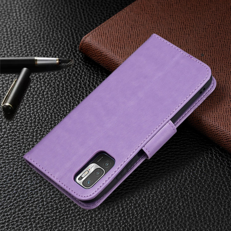 For Xiaomi Poco M3 Pro / Redmi Note 10 5G Embossing Two Butterflies Pattern Horizontal Flip PU Leather Case with Holder & Card Slot & Wallet & Lanyard