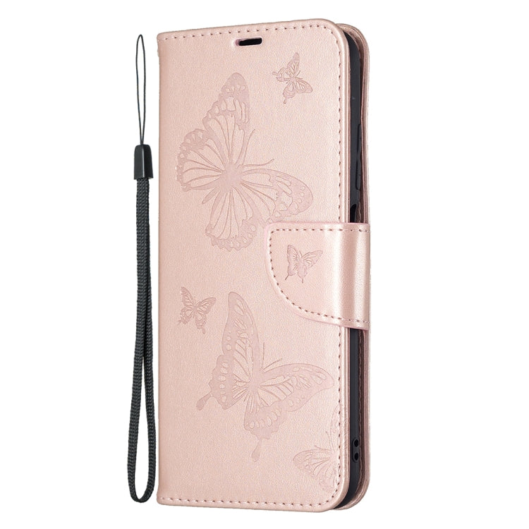 For Xiaomi Poco M3 Pro / Redmi Note 10 5G Embossing Two Butterflies Pattern Horizontal Flip PU Leather Case with Holder & Card Slot & Wallet & Lanyard