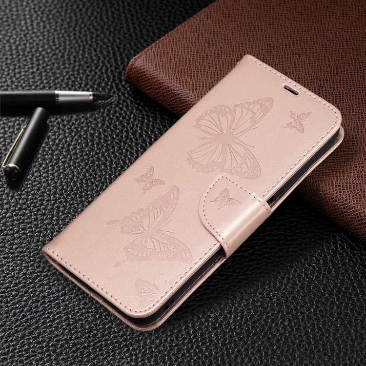 For Xiaomi Poco M3 Pro / Redmi Note 10 5G Embossing Two Butterflies Pattern Horizontal Flip PU Leather Case with Holder & Card Slot & Wallet & Lanyard