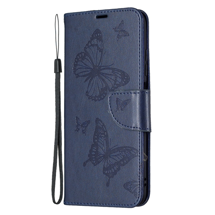 For Xiaomi Poco M3 Pro / Redmi Note 10 5G Embossing Two Butterflies Pattern Horizontal Flip PU Leather Case with Holder & Card Slot & Wallet & Lanyard