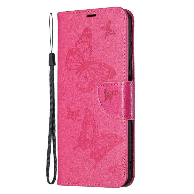 For Xiaomi Poco M3 Pro / Redmi Note 10 5G Embossing Two Butterflies Pattern Horizontal Flip PU Leather Case with Holder & Card Slot & Wallet & Lanyard