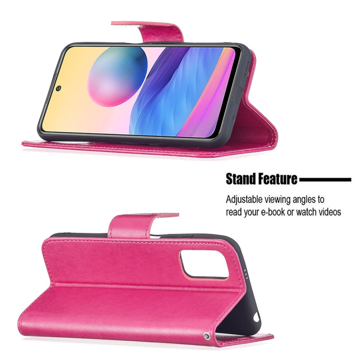 For Xiaomi Poco M3 Pro / Redmi Note 10 5G Embossing Two Butterflies Pattern Horizontal Flip PU Leather Case with Holder & Card Slot & Wallet & Lanyard