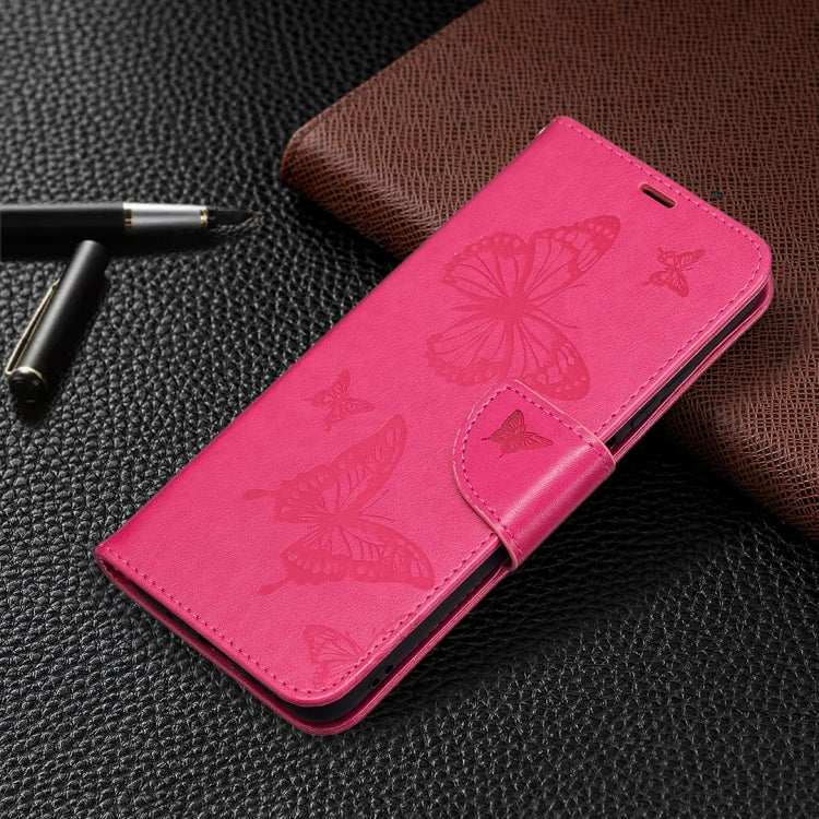 For Xiaomi Poco M3 Pro / Redmi Note 10 5G Embossing Two Butterflies Pattern Horizontal Flip PU Leather Case with Holder & Card Slot & Wallet & Lanyard