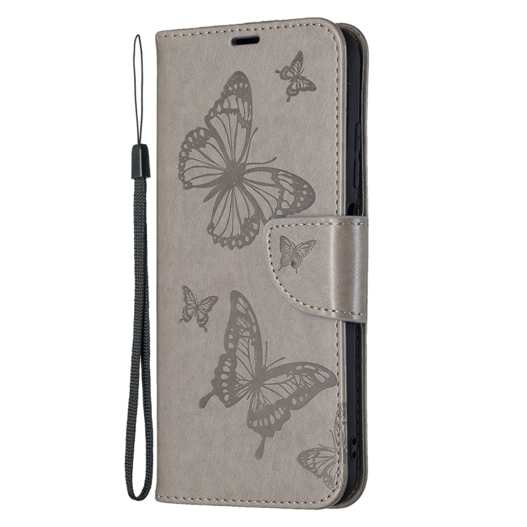 For Xiaomi Poco M3 Pro / Redmi Note 10 5G Embossing Two Butterflies Pattern Horizontal Flip PU Leather Case with Holder & Card Slot & Wallet & Lanyard