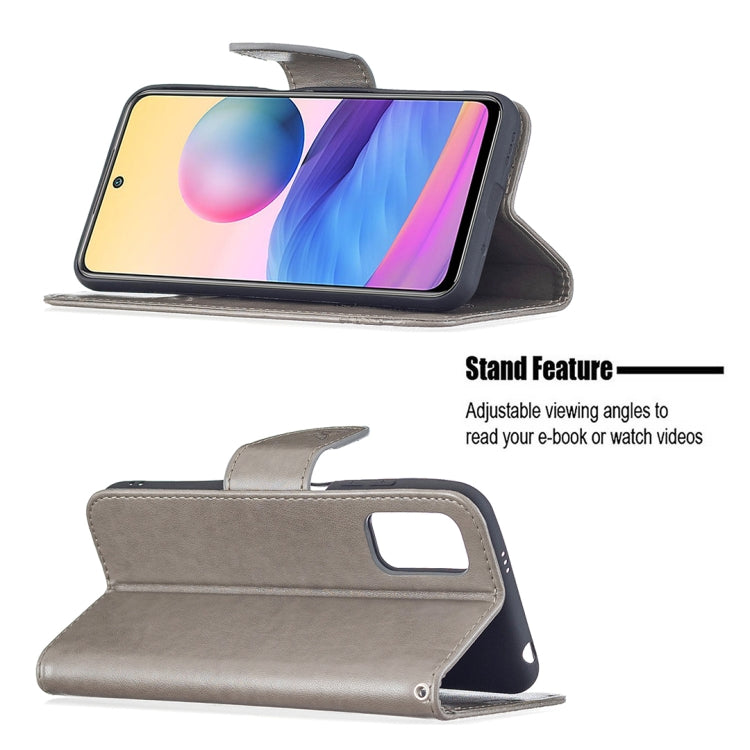 For Xiaomi Poco M3 Pro / Redmi Note 10 5G Embossing Two Butterflies Pattern Horizontal Flip PU Leather Case with Holder & Card Slot & Wallet & Lanyard