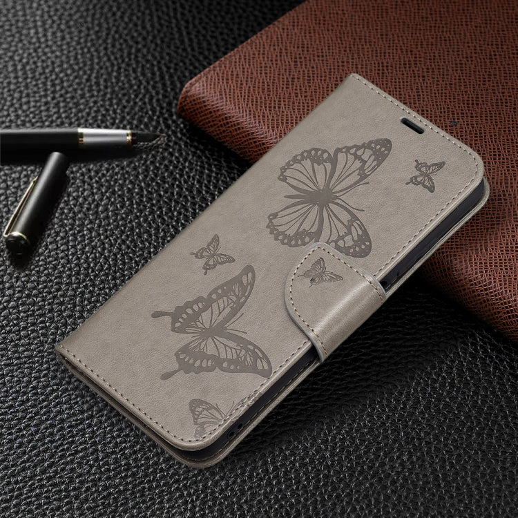 For Xiaomi Poco M3 Pro / Redmi Note 10 5G Embossing Two Butterflies Pattern Horizontal Flip PU Leather Case with Holder & Card Slot & Wallet & Lanyard