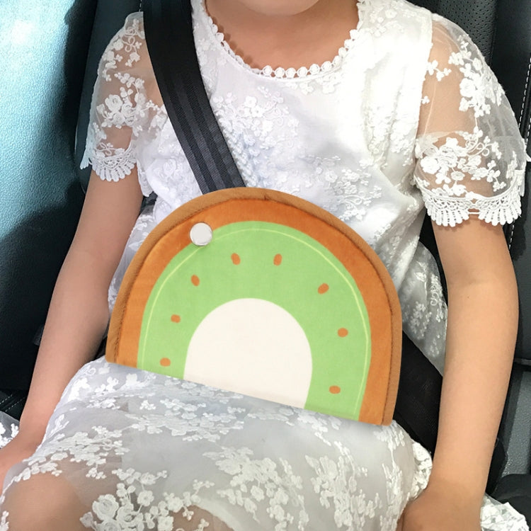 Car Child Seat Belt Adjusting and Fixing Device Buttons Seat Belt Anti-strangulation Shoulder Cover, Style:Flannel Fabric Kiwi