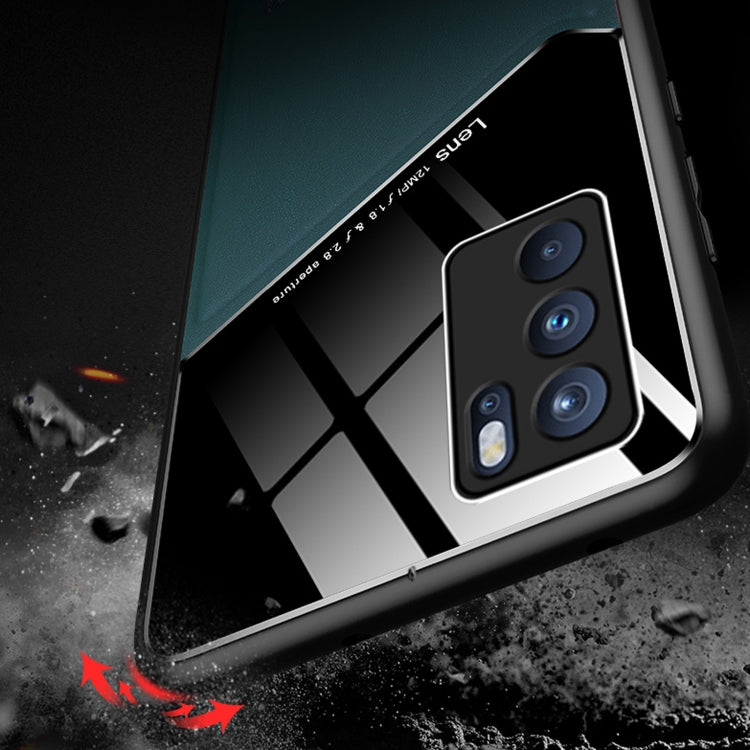 For OPPO Reno6 Pro 5G All-inclusive Leather + Organic Glass Protective Case with Metal Iron Sheet
