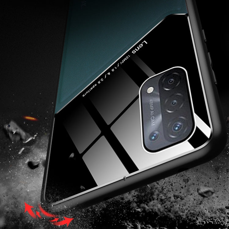 For OPPO A74 5G All-inclusive Leather + Organic Glass Protective Case with Metal Iron Sheet